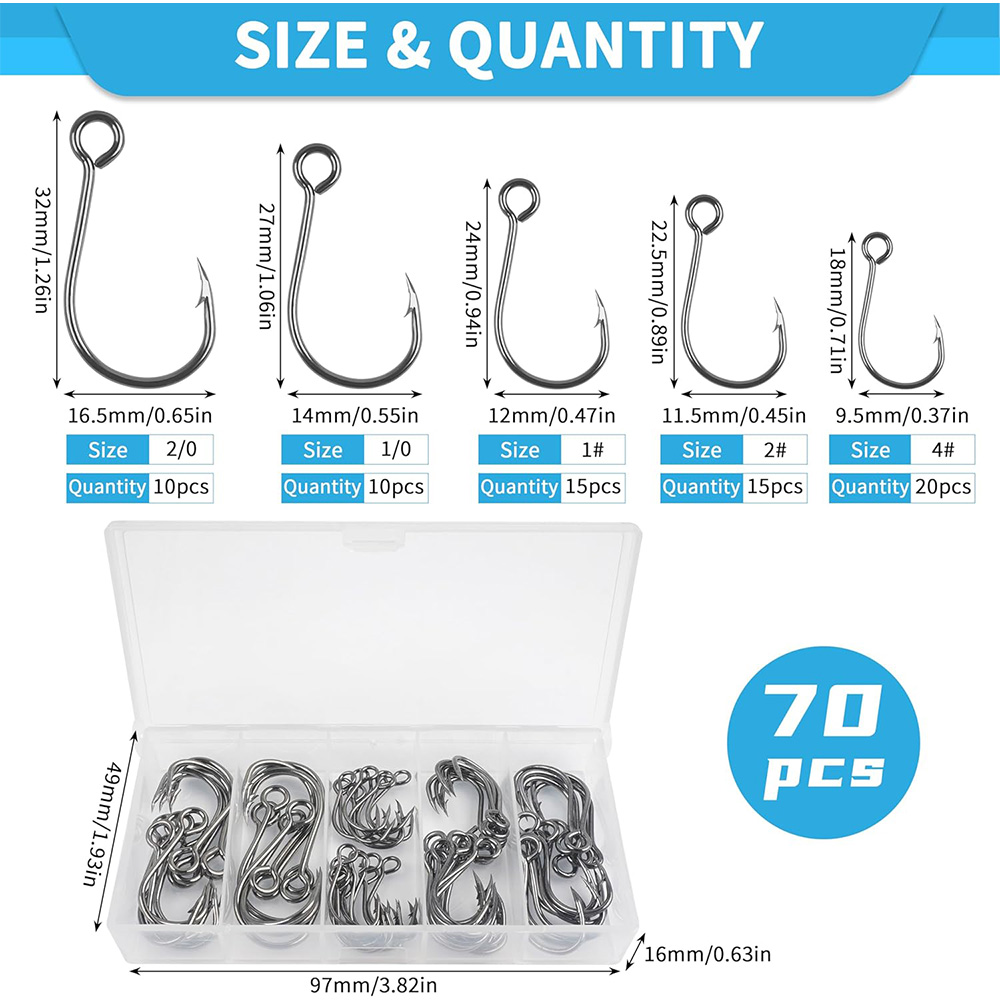 70 Stuks Vissen Inline Enkele  - Fishing Hook Assortment recensie en prijs
